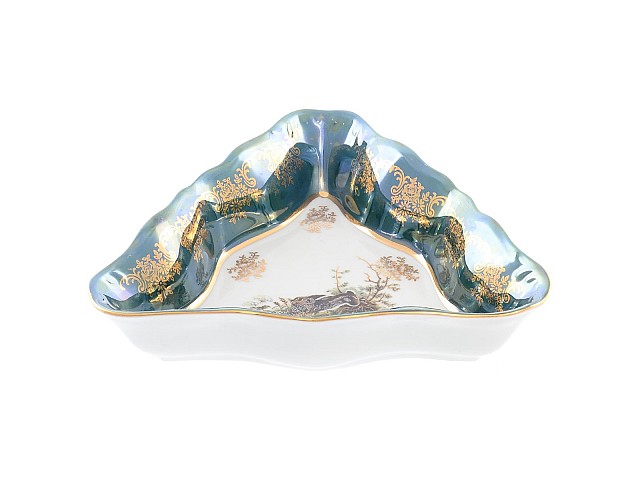 Салатник треугольный 19 см Охота зеленая Корона Queens Crown