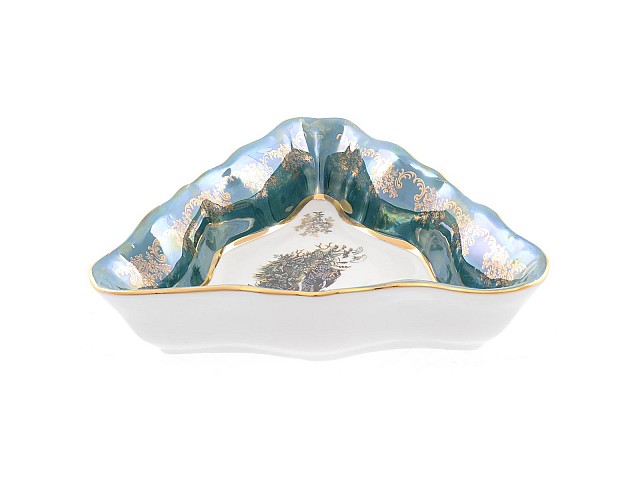 Салатник треугольный 22 см Охота зеленая Корона Queens Crown