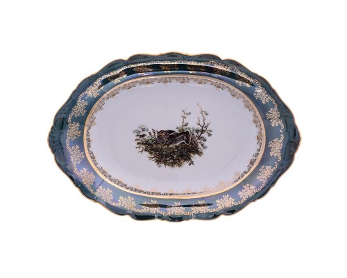 Блюдо для хлеба 32 см Охота зеленая Корона Queens Crown