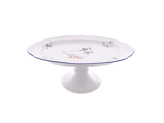 Блюдо овальное Гуси Корона Queens Crown на ножке 25 см
