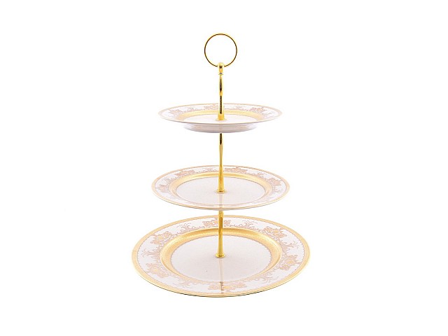 Этажерка (Горка) 3 яруса Falkenporzellan Cream Saphir Gold