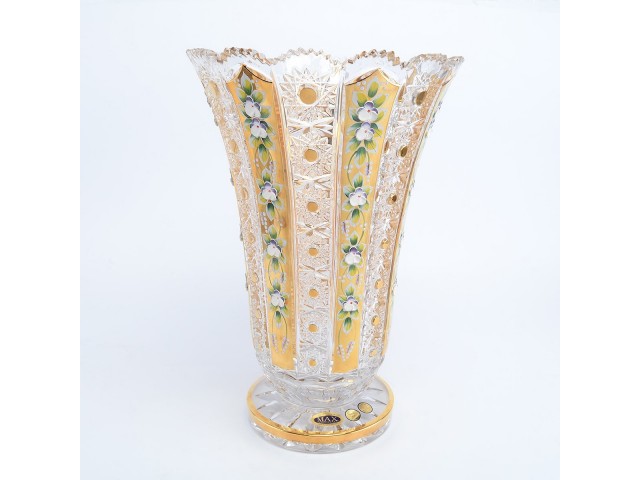 Ваза хрустальная для цветов Лепка Max Crystal Золото 30 см