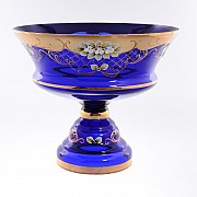 Фруктовница Лепка Синяя B-L Bohemia 30 см