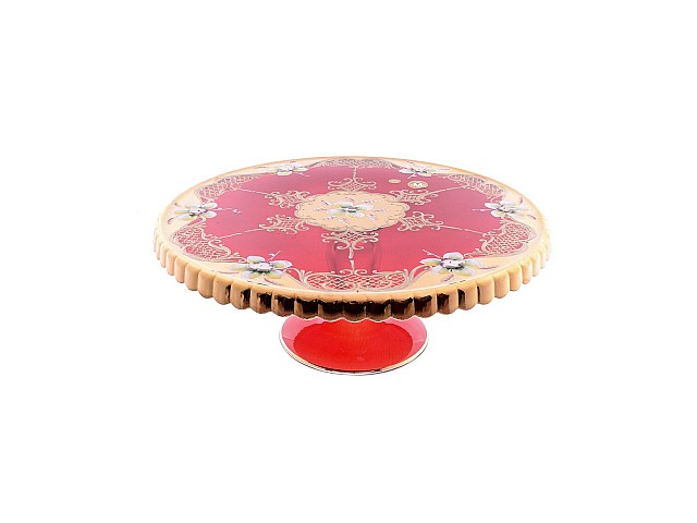 Тортница на ножке 32 см Bohemia Лепка Гранат E-V