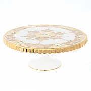 Тортница на ножке 32 см Bohemia Лепка Белая E-V