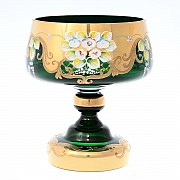 Конфетница на ножке 18 см Bohemia Лепка Зеленая E-V