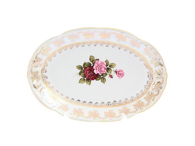 Блюдо овальное 36 см Фредерика Роза перламутр