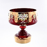 Конфетница на ножке 23 см Bohemia Лепка Красная E-V