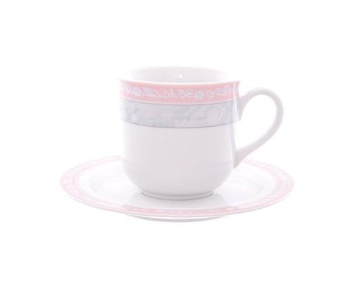 Набор чайных пар 220 мл Яна Серый мрамор с розовым кантом Thun