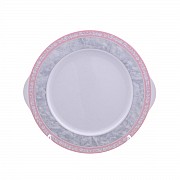 Тарелка для торта Яна Серый мрамор с розовым кантом Thun 27 см