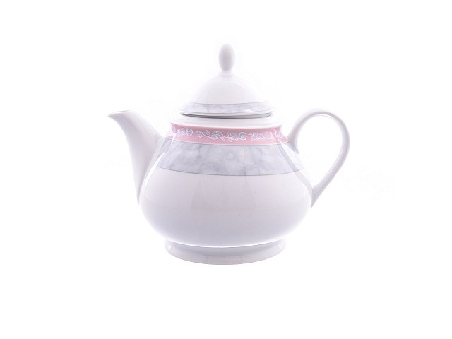Чайник заварочный Яна Серый мрамор с розовым кантом Thun 1,2 л