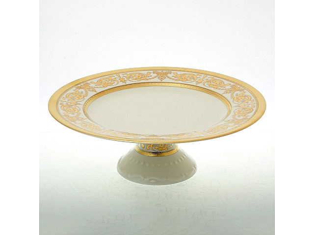 Тарелка для торта на ножке 32 см Falkenporzellan Constanza Cream Imperial Gold