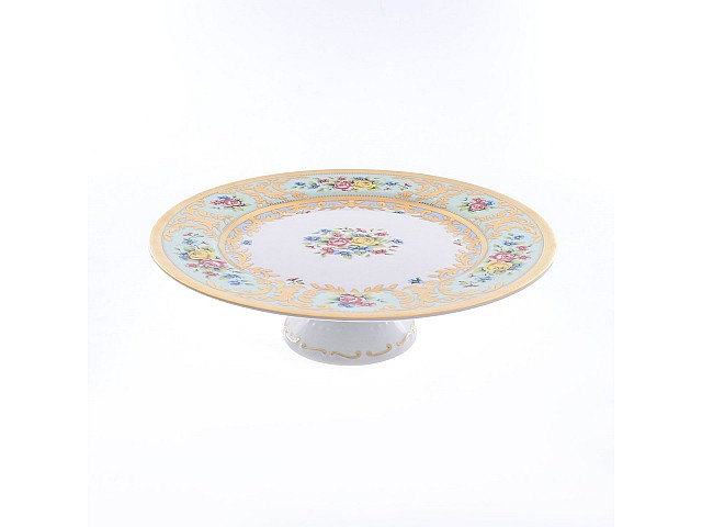 Тарелка для торта 32 см на ножке Vienna seladon gold Falkenporzellan