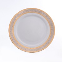 Набор тарелок 21 см Опал Широкий кант платина золото Thun 6 шт