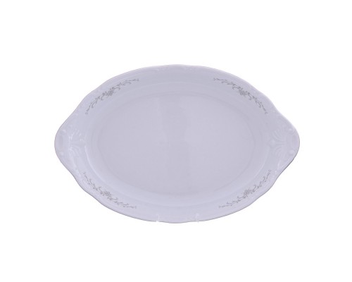 Блюдо для хлеба 33 см Thun Констанция Серый орнамент Отводка платина