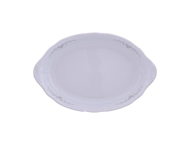 Блюдо для хлеба 33 см Thun Констанция Серый орнамент Отводка платина