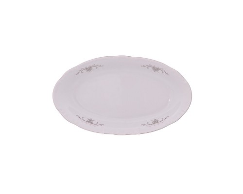 Блюдо овальное 21 см Thun Констанция Серый орнамент Отводка платина