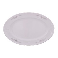 Блюдо овальное 36 см Thun Констанция Серый орнамент Отводка платина