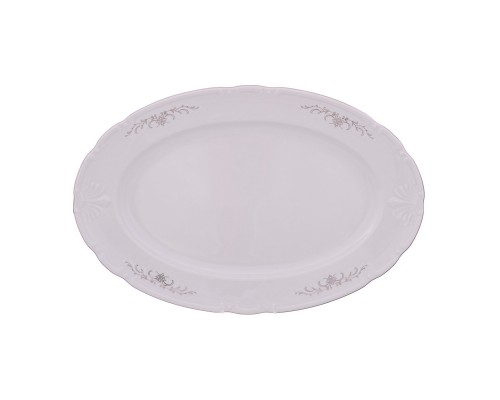 Блюдо овальное 36 см Thun Констанция Серый орнамент Отводка платина