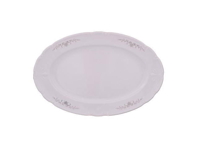 Блюдо овальное 36 см Thun Констанция Серый орнамент Отводка платина