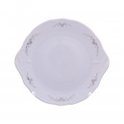 Тарелка для торта Констанция Серый орнамент Отводка платина Thun 27 см