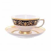 Набор чайных пар Falkenporzellan Harmony Crem Black 220 мл 6 пар