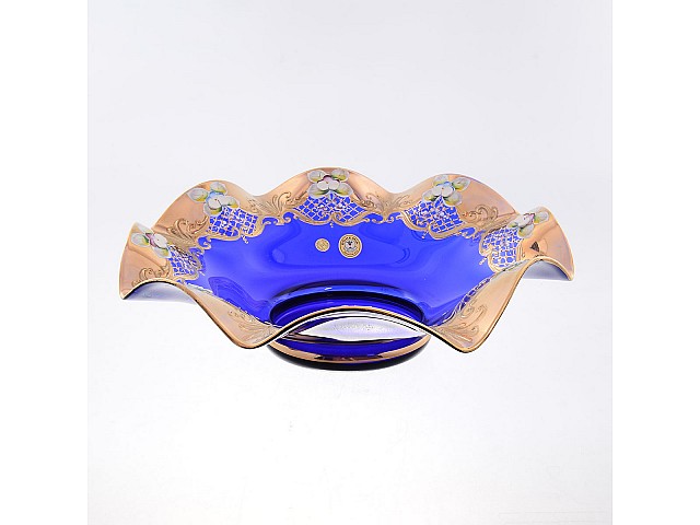 Фруктовница Веер 30 см Bohemia Лепка Синяя E-V