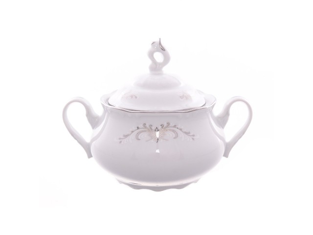 Сахарница Констанция Серый орнамент Отводка платина Thun 350 мл