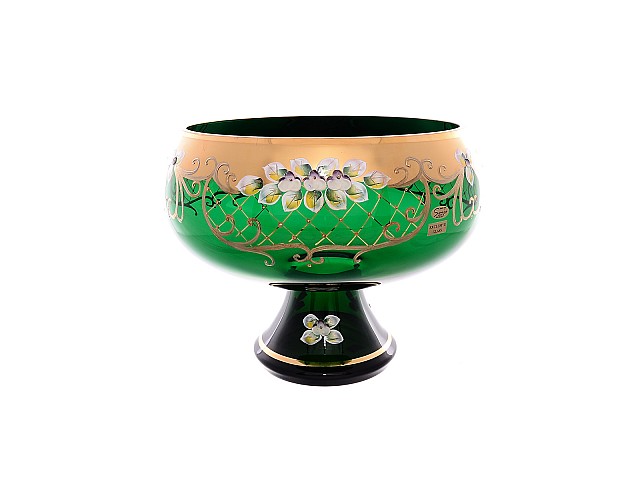 Фруктовница 32 см Bohemia Crystal Лепка Зеленая S-A 18692