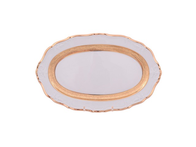 Блюдо овальное 24 см Thun Мария Луиза Золотая лента