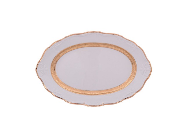 Блюдо овальное 32 см Thun Мария Луиза Золотая лента