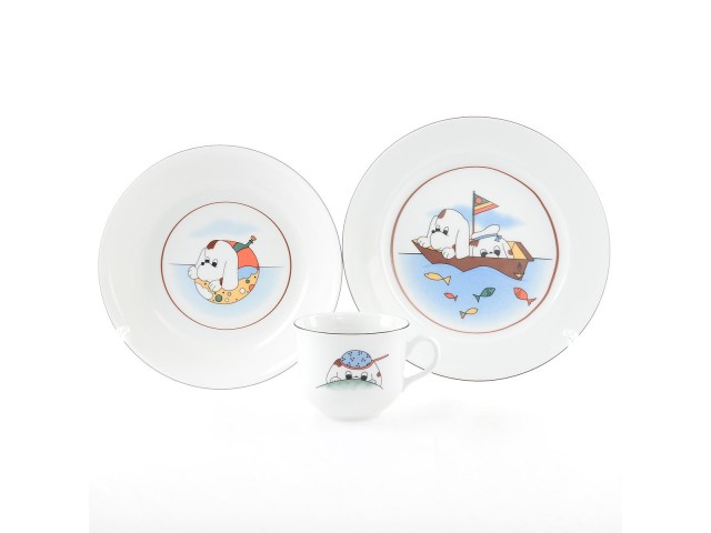 Детский набор фарфоровой посуды Собачки Thun 3 предмета