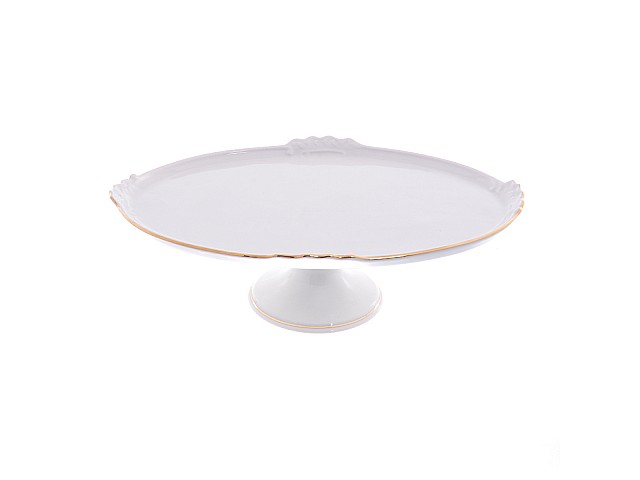 Блюдо овальное Белый узор Корона Queens Crown на ножке 37 см