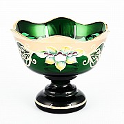 Конфетница Лепка зеленая И-В Bohemia Crystal фигурная 13 см