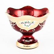 Конфетница Bohemia Crystal Лепка красная золото фигурная 16 см