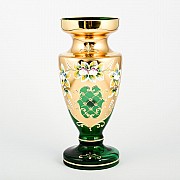Ваза для цветов И-В зеленая Bohemia Crystal на ножке 25 см