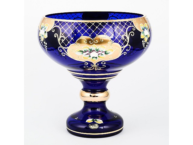 Фруктовница И-В синяя Bohemia Crystal 26 см