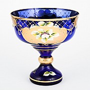 Конфетница стеклянная Конфетница Лепка синяя И-В Bohemia Crystal 16 см