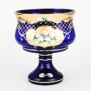 Конфетница на ножке Конфетница Лепка синяя И-В Bohemia Crystal 16 см