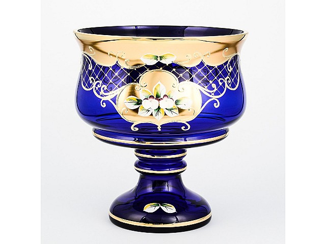 Конфетница Лепка синяя И-В Bohemia Crystal 20 см