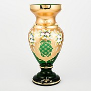 Ваза для цветов И-В зеленая Bohemia Crystal на ножке 30 см
