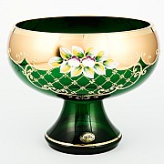 Конфетница на ножке Bohemia Crystal Лепка зеленая И-В 20 см