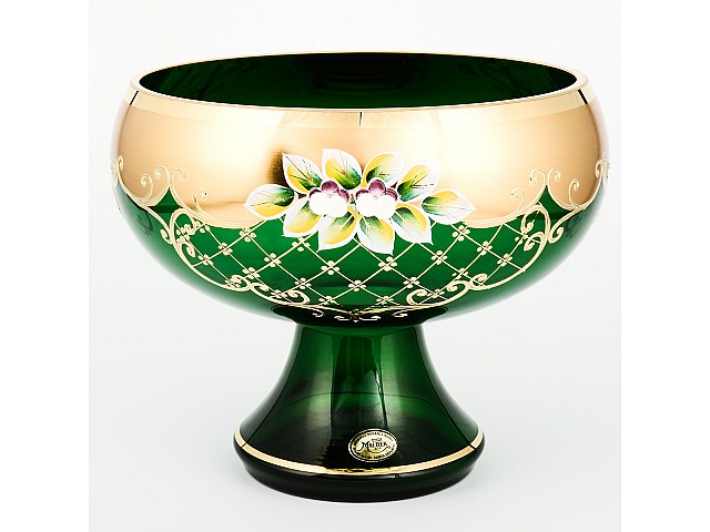 Конфетница на ножке Bohemia Crystal Лепка зеленая И-В 20 см Конфетница на ножке Bohemia Crystal Лепка зеленая И-В 20 см