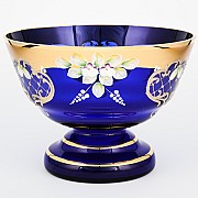 Конфетница Лепка Синяя S-A Bohemia Crystal низкая 21 см