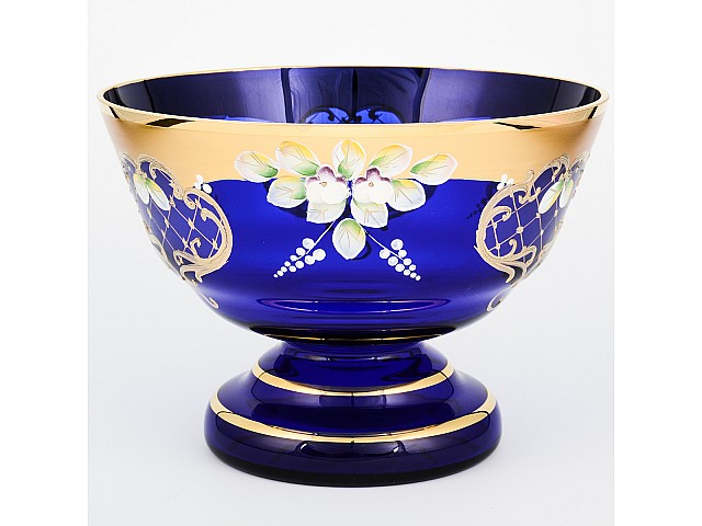 Конфетница Лепка Синяя S-A Bohemia Crystal низкая 21 см