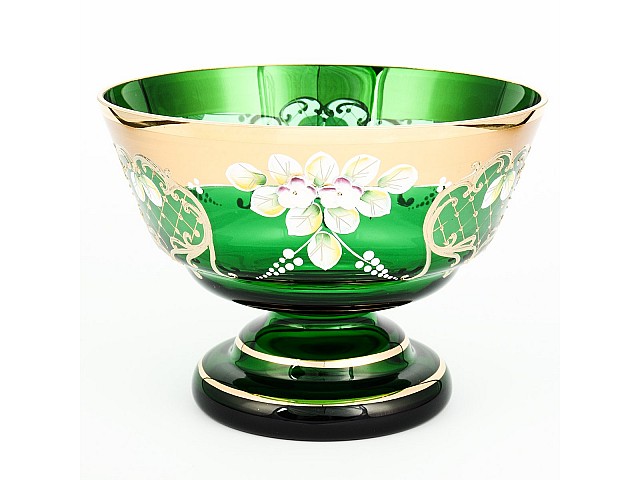 Конфетница Лепка Зеленая S-A Bohemia Crystal 21 см