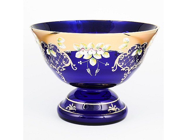 Фруктовница 32 см Bohemia Crystal Лепка Синяя S-A