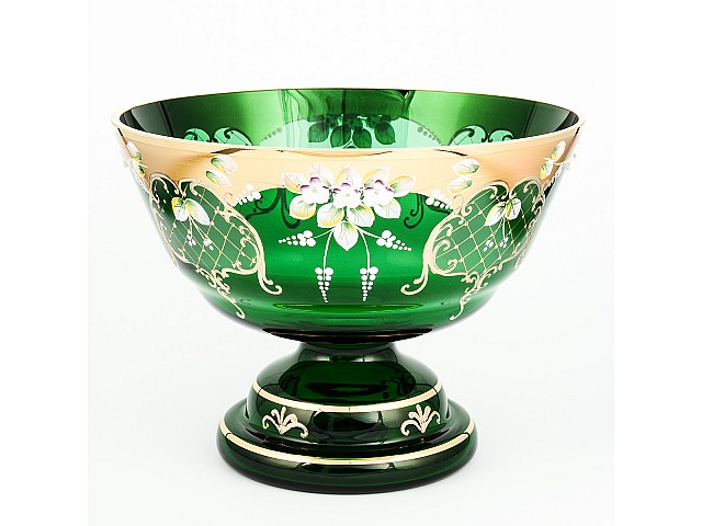 Фруктовница 32 см Bohemia Crystal Лепка Зеленая S-A 22904