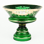 Фруктовница на ножке 26 см Bohemia Crystal Лепка зеленая S-A