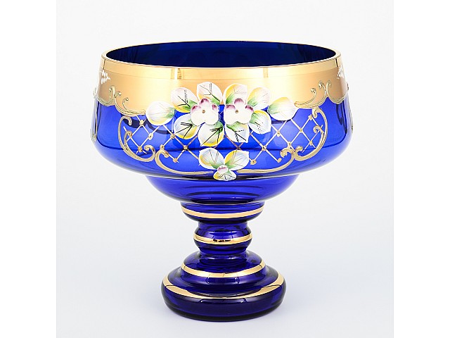 Конфетница Лепка синяя S-A Bohemia Crystal 16 см 22906
